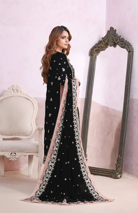 Luxury Velvet Embroidered Ready-to-Wear 3-Piece Suit