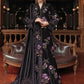 Black & Magenta  Embroidered Velvet Suit | Ready To Wear