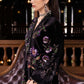 Black & Magenta  Embroidered Velvet Suit | Ready To Wear