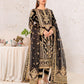 Embroidered Velvet 3-Piece Ready-to-Wear Suit