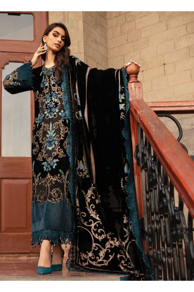 Luxury Heavy Embroidered Velvet 3-Piece Ready-to-Wear Suit