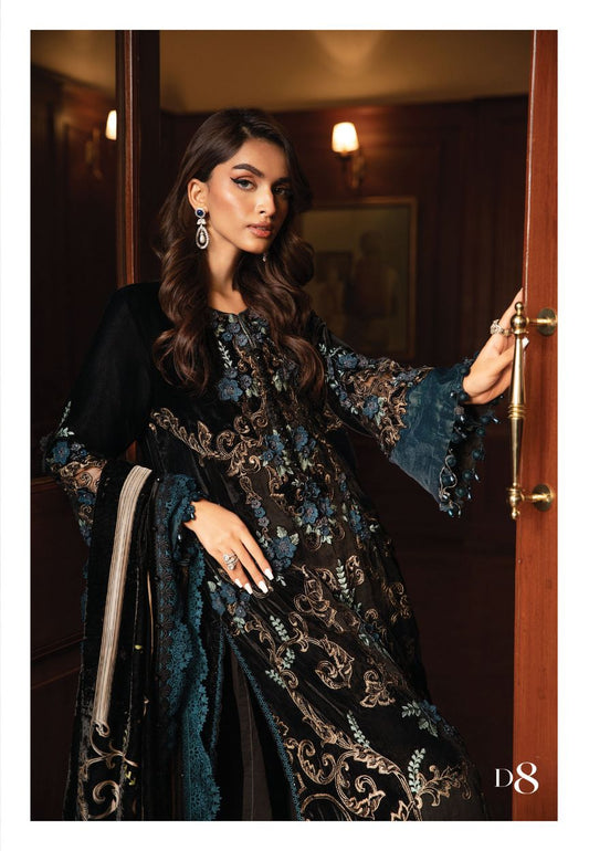 Luxury Heavy Embroidered Velvet 3-Piece Ready-to-Wear Suit