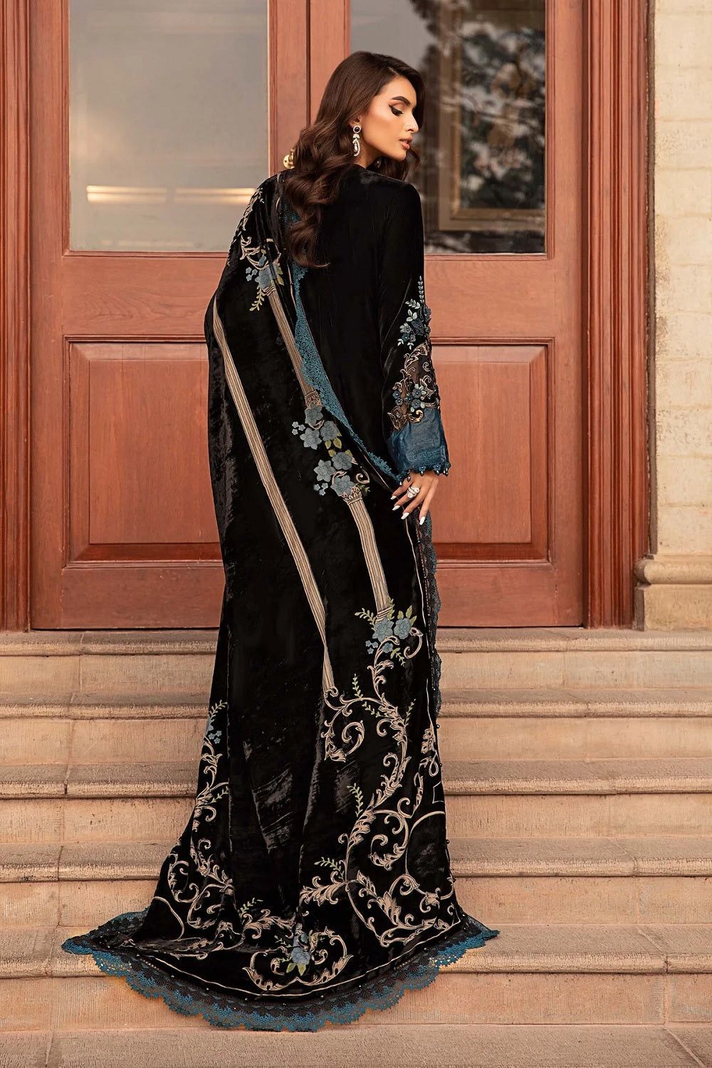 Luxury Heavy Embroidered Velvet 3-Piece Ready-to-Wear Suit