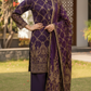 03 Piece Maroon & Gold Embroidered Jacquard Suit - Ready  To Wear