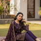03 Piece Maroon & Gold Embroidered Jacquard Suit - Ready  To Wear