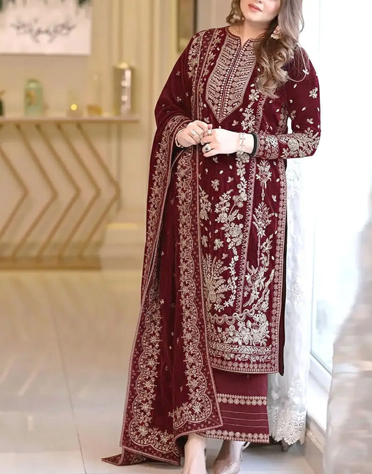 03-Piece Chffom Suit With Embroidery | Ready To Wear