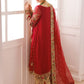 Bridal Red Embroidered Chiffon Suit With Organza Dupatta | Ready To Wear
