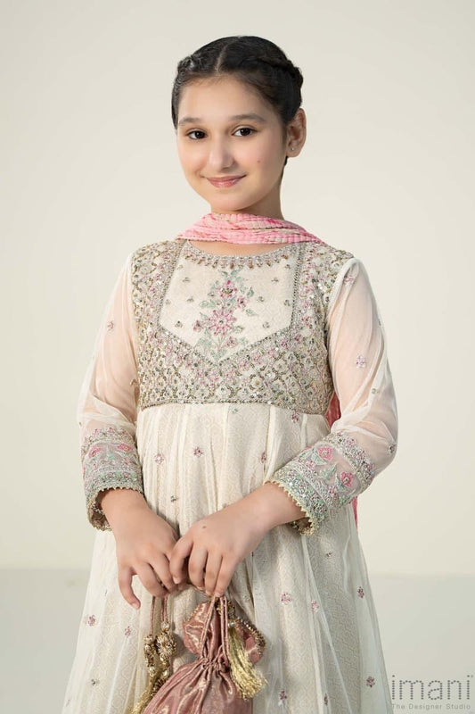 03 Piece Heavy Embroidered Chiffon Girls’ Suit – Ready to Wear