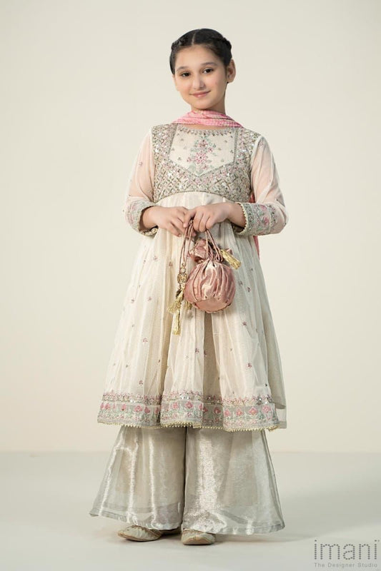 03 Piece Heavy Embroidered Chiffon Girls’ Suit – Ready to Wear