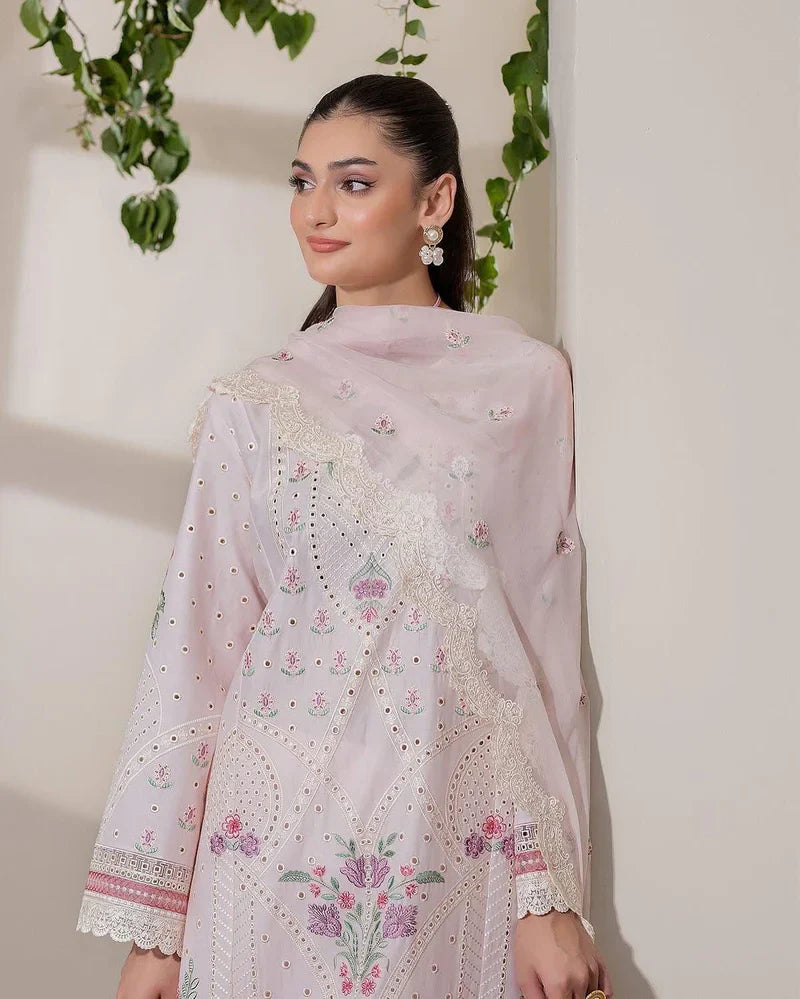 03-Piece Lawn Suit With Organza Dupatta | Ready To Wear