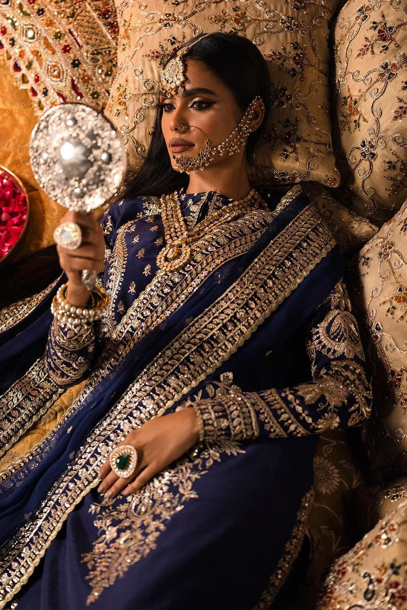 Royal Navy & Golden Glow – Luxury Embroidered Velvet Suit | Ready to Wear