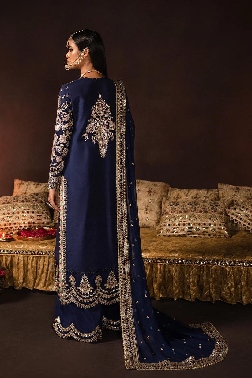 Royal Navy & Golden Glow – Luxury Embroidered Velvet Suit | Ready to Wear