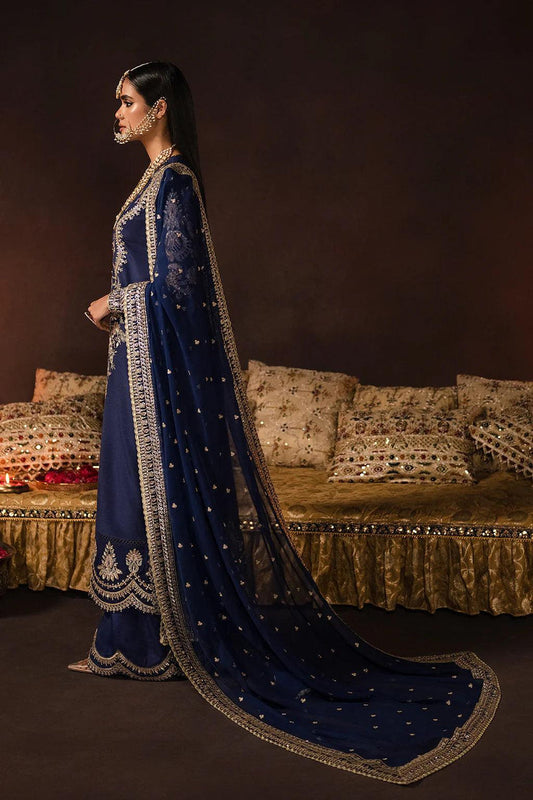 Royal Navy & Golden Glow – Luxury Embroidered Velvet Suit | Ready to Wear