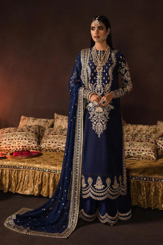 Royal Navy & Golden Glow – Luxury Embroidered Velvet Suit | Ready to Wear