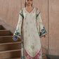 Ivory Oasis: 02-Piece Botanical Embroidered Silk Kaftan | Ready To Wear