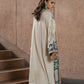 Ivory Oasis: 02-Piece Botanical Embroidered Silk Kaftan | Ready To Wear