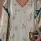 Ivory Oasis: 02-Piece Botanical Embroidered Silk Kaftan | Ready To Wear