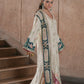 Ivory Oasis: 02-Piece Botanical Embroidered Silk Kaftan | Ready To Wear